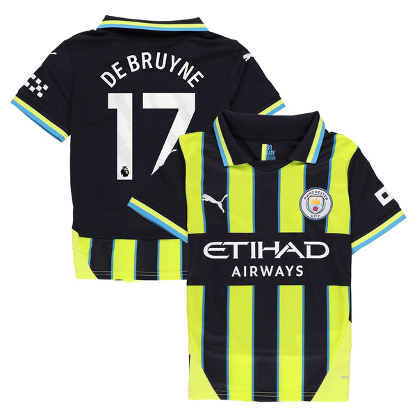 Manchester City PUMA Away Shirt 2024-25 - Kids with De Bruyne 17 printing