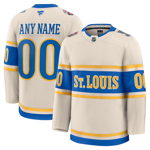 St. Louis Blues Fanatics 2025 NHL Winter Classic Premium Custom Jersey - Cream