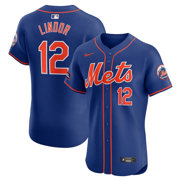 Francisco Lindor New York Mets Nike Alternate Elite Sponsor Patch Player Jersey - Royal