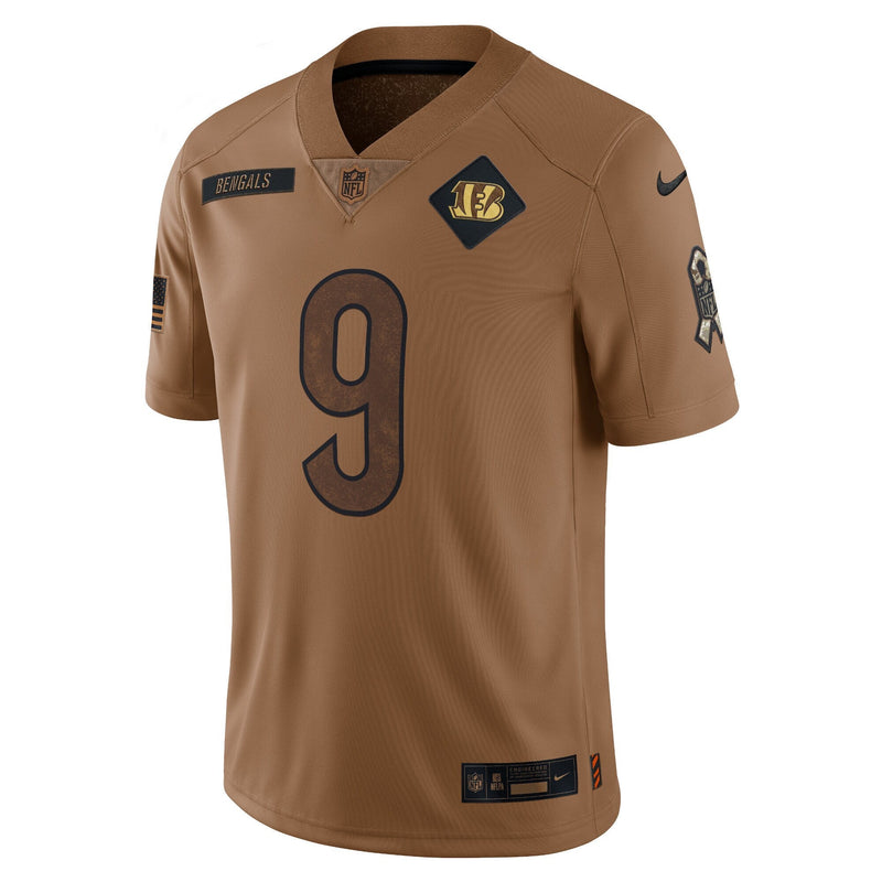 Nike Joe Burrow Brown Cincinnati Bengals 2023 Salute To Service Limited Men's Jersey