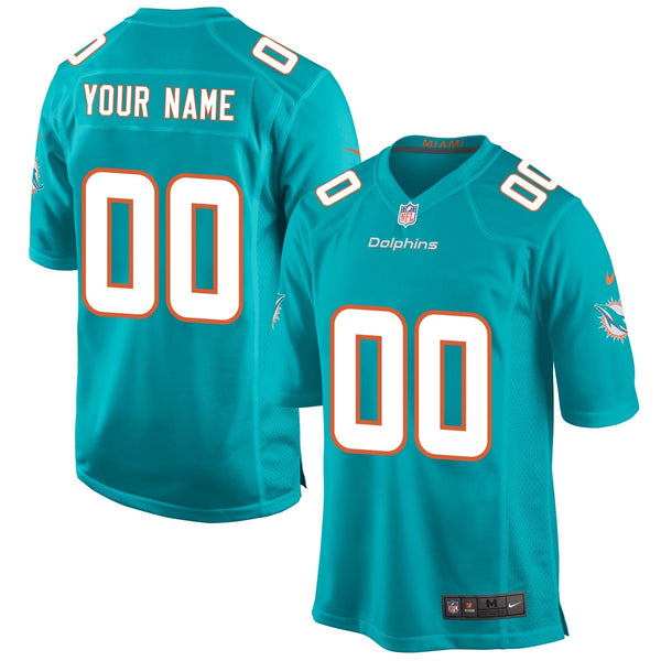 Miami Dolphins Nike Game Jersey - Aqua - Custom - Mens