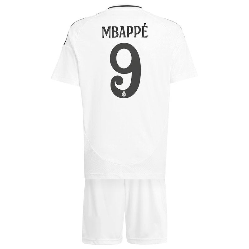 Real Madrid adidas Home Youthkit 2024-25 with Mbappé 9 printing