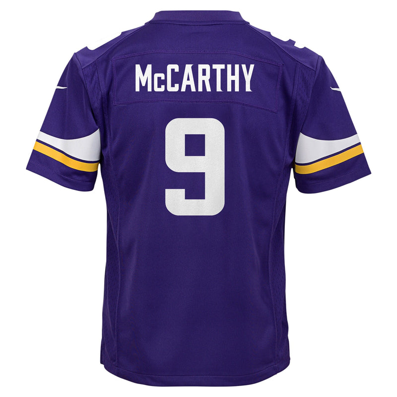 J.J. McCarthy Minnesota Vikings Nike Youth Team Player Game Jersey - Purple