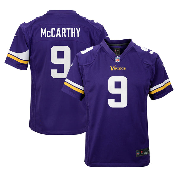 J.J. McCarthy Minnesota Vikings Nike Youth Team Player Game Jersey - Purple