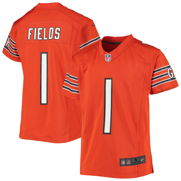 Nike Justin Fields Orange Chicago Bears Youth Game Jersey